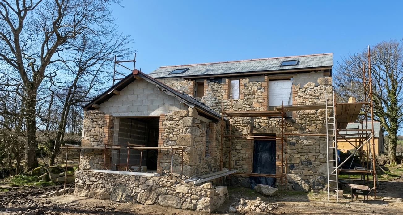 The Hayloft cottage at Royalton Farm — structural completion
